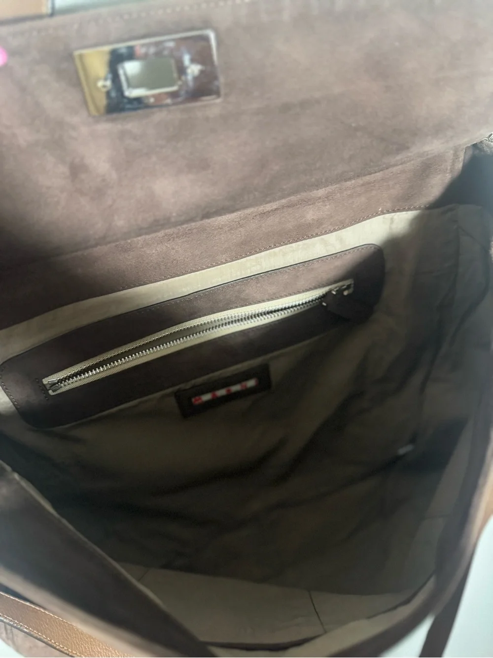 Marni Brown Suede Top handle bag